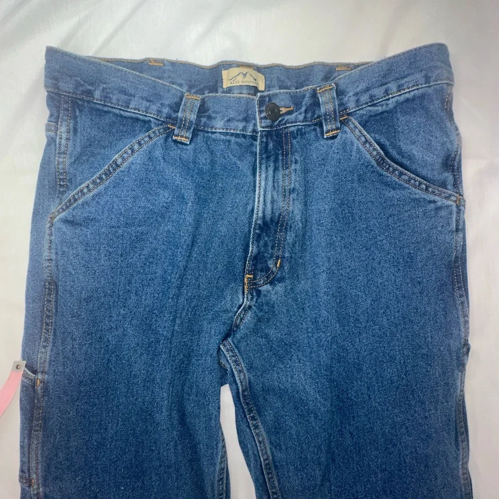 Blue Mountain Mens Carpenter Utility Jeans 36x34 Relaxed Fit Workwear Denim